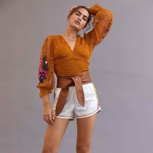 ANTHROPOLOGIE Smocked Tulle Blouse